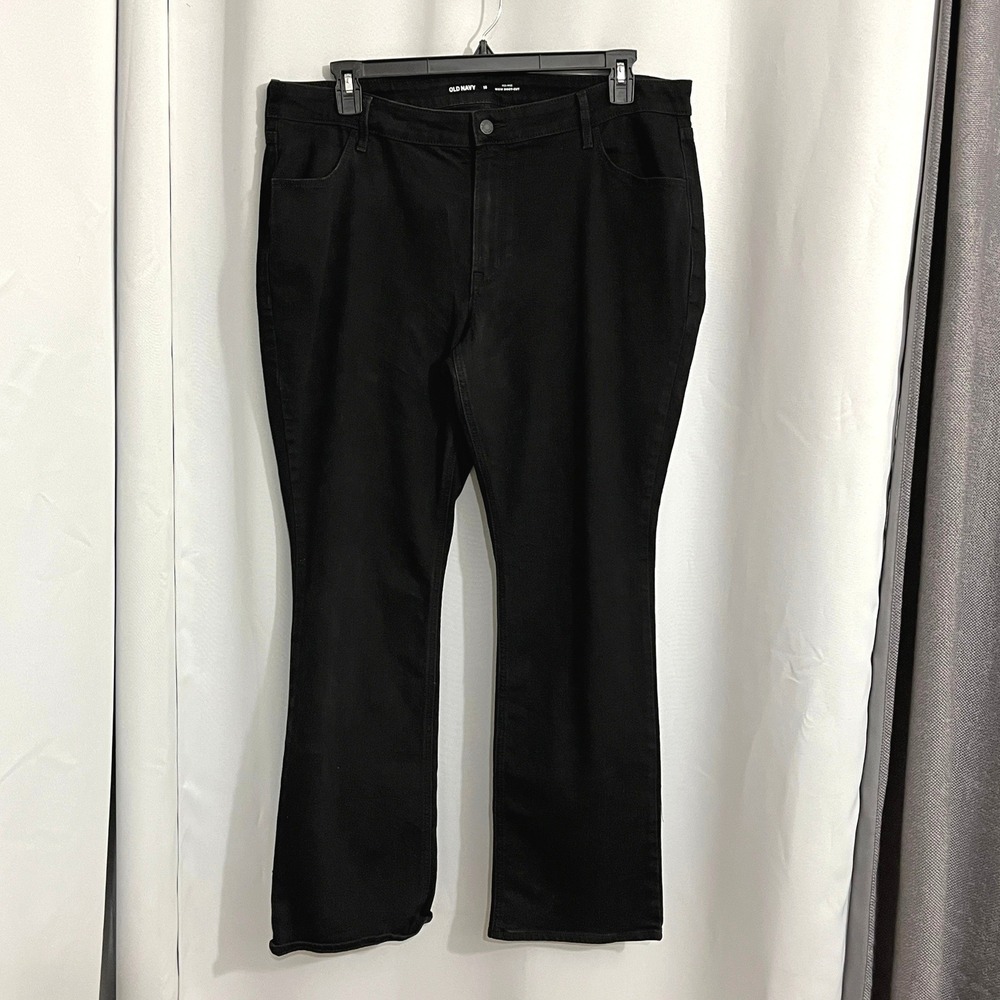 Old Navy Wow Boot-Cut Jeans Womens 18 Black Bootcut Mid-Rise Stretch Denim Pants